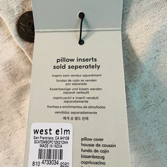 WEST ELM GORGEOUS YELLOW, GRAY AND BLUE GRAY PILLOW COVERS NWT - Picture 9 of 12